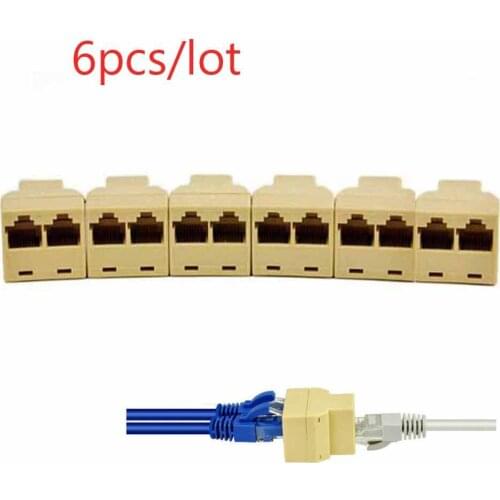 6PCS RJ45 CAT5 CAT5E Butt Plug for Cable Network Ethernet 1to2 Connector Adapter Computer Accessories Home Improvement