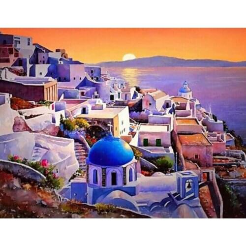 DIY 5D Diamond Painting Greece building Full Square/Round Diamond Embroidery landscape Cross Stitch Mosaic home Decor