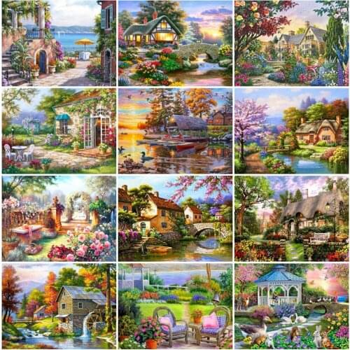 Diamond Embroidery Landscape Picture Of Rhinestones Diamond Art Painting House Cross Stitch 5D DIY Needlework Handmade Hobby