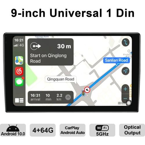 2.5D 9 Inch 1Din Android 10 Car Radio Stereo Autoradio 1280*720 Head Unit Multimedia Player Cassette Tape Recorder GPS WiFi TPMS