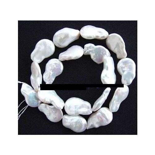 Wb 002874 Natural 13x20-14x23mm Baroque White Fresh Water Pearl Beads 14.5" 5.7