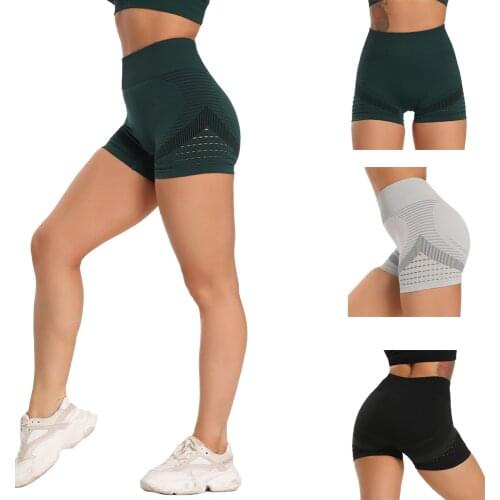 Seamless Yoga Shorts Fitness Womens Shorts High Waist Energy Hip-up Tights Workout Sportswear Gym Running Summer Leggings