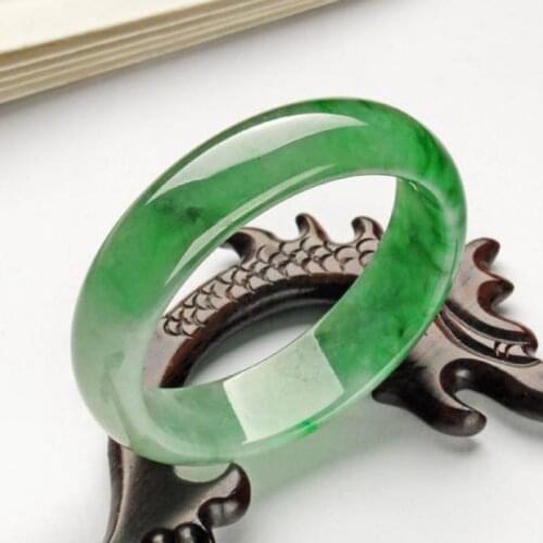 100% Myanmar Real Green Jade Bangles Handcarved Flower Emerald Jadeite Bracelet Women Real Jade Bracelets Jewelry Accessories