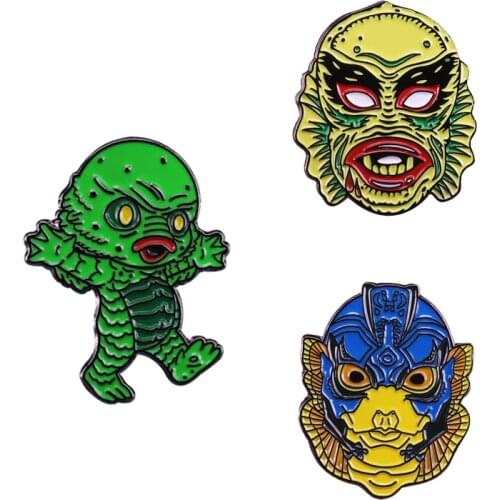 The Creature from Black Lagoon Brooch Aquatic Killer Gill Man Pin Universal Monsters Badge Sci-fi Horror Movie Fans Collection