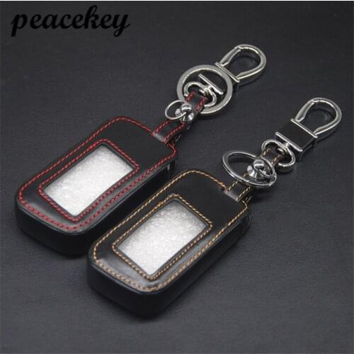 Peacekey Leather Key case cover for Russian Version Two Way Car Alarm LCD Remote Controller Keychain For Starline A93/A63