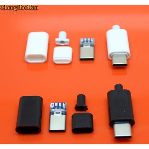 ChengHaoRan 2sets TYPE-C USB Plug Male connector Black/White welding Data OTG line interface DIY data cable accessories TYPE C