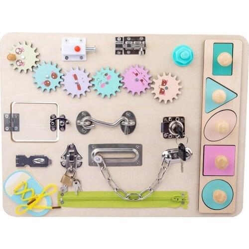 Wood Toys Busy Board Game For 1-3-5 Years Kids Early Educational Sensory Board Locks Kids Learning Child Toy Gift