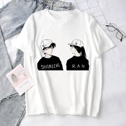 Detective Conan Japanese Anime Teescasual Large Size Cartoon Loose Female Punk Harajuku Cute 2021 Couple Fashion Vintage T-shirt