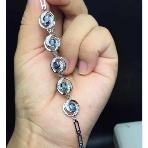 Exclusive high-end gem natural sapphire Bracelet exhibition 925 new silver hand-made leading fashion