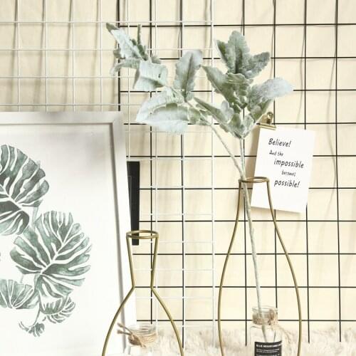 1PC Flocking senecio cineraria leaf branch Artificial plants DIY home wedding Boquet Holder Plant Wall floral arrangement decor