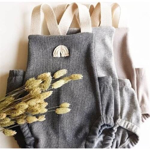 Toddler Baby Girls Boys Rainbow Embroidery Bodysuits Infant Sleeveless Suspender Jumpsuits Button Children Summer Clothing