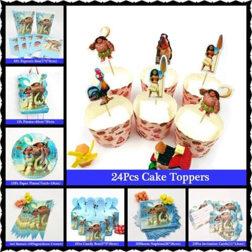 Moana Party Supplies Disposable TableCloth Cups Napkins Popcorn Box Favors Kids GirlMoana Birthday Party Supplies Decoration