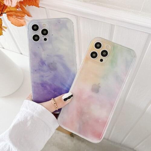 Moskado Watercolor Phone Case For iPhone 12 11 Pro Max 12Mini X XR XS Max 7 8 Plus SE 2020 Clear Shockproof Soft TPU Back Cover