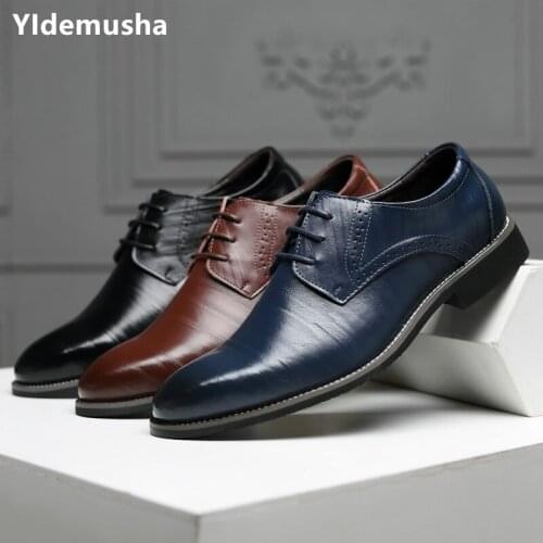 2019 Spring Autumn Men Dress Shoes Soft Pointed Toe New Fashion Business Oxford Shoes For Men New Plus Size Men PU Leather Shoes