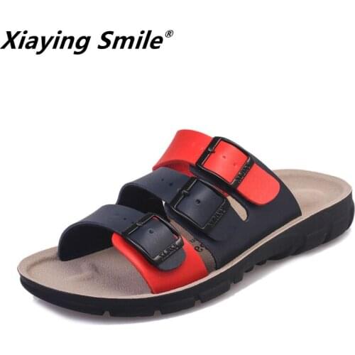 2019 New Summer men Beach Cork Slippers Casual Sandals Sequins Slides Double Buckle Clogs mens Slip on Flip Flops sandals