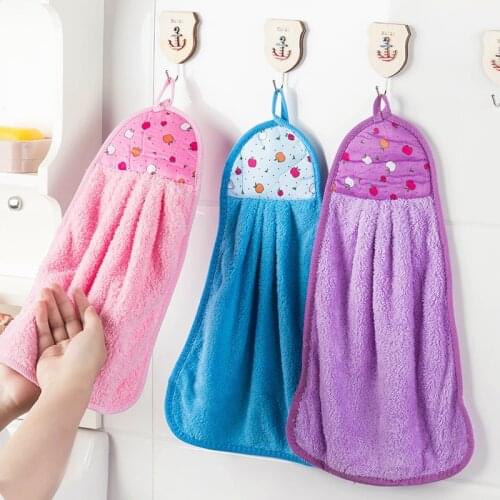 Soft Cloth Wipe Towel Cotton Clean Hand Towel Hanging Kitchen Bathroom Thick Non-oil-Stick Dish Washing Quick-dry Creative Towel