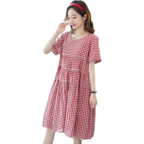 2021 NEW Maternity Short Sleeve Skirt Princess Dress Cotton and Linen Maternity Dress