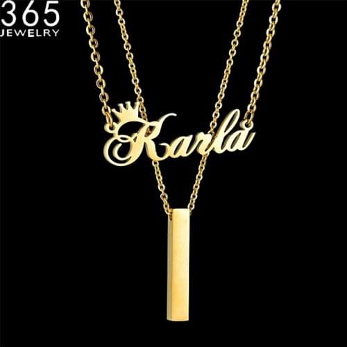 Personalized Customized Necklace Hearts Stainless Steel Double Layer Name Mom Necklaces Choker Jewelrys Necklaces for Women Gift