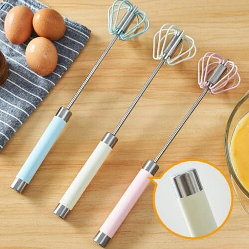 Semi-automatic Mixer Egg Beater Manual Self Turning Stainless Steel Whisk Hand Blender Egg Cream Stirring Kitchen Tools