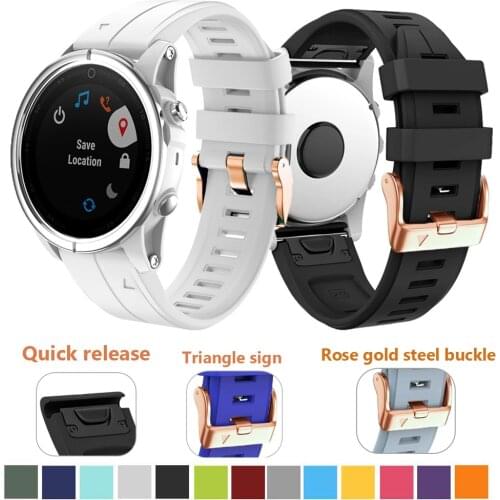20mm Silicone Rose Gold Steel Buckle Watchband for Garmin Fenix 6S 6SPro 5S 5SPlus Watch Strap Quick Release Easyfit Wrist Band