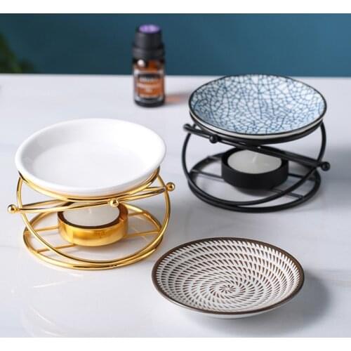 Romantic Tealight Candle Holder Aromatherapy Ceramic Oil Burner Essential Oil Incense Aroma Diffuser Home Decor