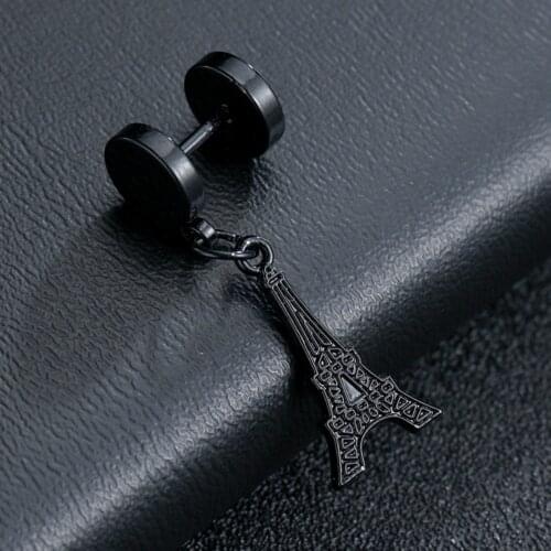 Stainless Steel Eiffel Tower Stud Earrings For Men Punk Earring Set Male Jewelry Gothic Women Party Gift Drop Shipping