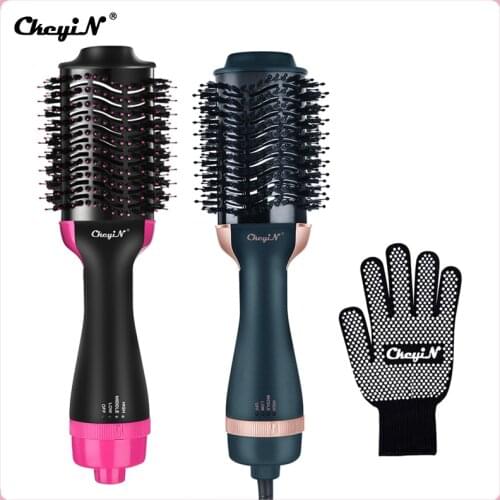 CkeyiN Hair Dryer Brush 1000W Hot Air Brush Styler Volumizer Anti-Scald Anti-scald Hair Curler Straightener Comb Negative Ions