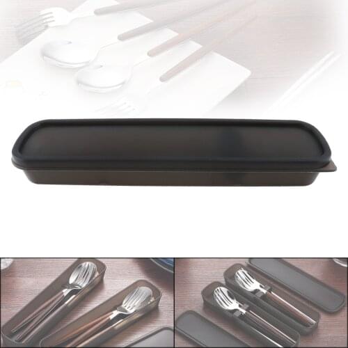 Universal Black Portable PP Cutlery Receptacle Tableware Storage Box with Silicone Pad