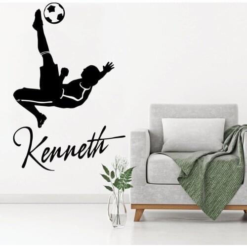 Wall Decal Custom Personalized Name Kids Bedroom Decor Art Football Player Vinyl Sticker DIY Removable Wallpaper Poster WW-169