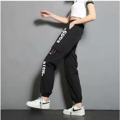2021 Black High Waist Cargo Pants Women Casual Punk Pants Loose Streetwear Pencil Harajuku Pants Fashion Hip Hop Female Trousers