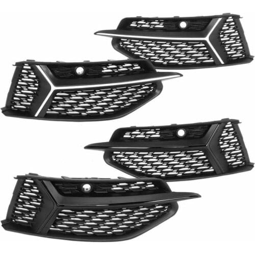 1 Pair Glossy Black for RS6 Style Car Front Fog Light Grilles Cover Honeycomb Mesh Grills For Audi A6 C8 2019-2020 Car-Styling