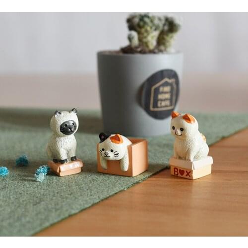 1pc Cute Cats Statue Animal Model Figurine Home Ornament Glass Decor Miniature Craft DIY Garden Fairy Decoration