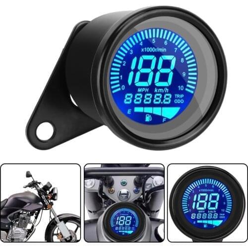 1 PCS Black DC 12V Meter Retro LCD Odometer LED LCD Tachometer Universal Indicator Fuel Meter Motorcycle Digital Speedometer