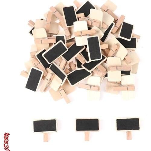 50 Mini blackboard wood message slate rectangle clip clip panel card memos label