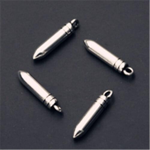 WKOUD 10pcs Silver Color 3D Mini Bullet Alloy Pendant For Earring Bracelet DIY Fashion Jewelry Handmade makings A608
