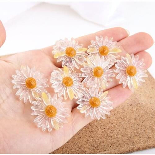 10pcs New Korean Cute Flower Earrings For Women Girl ins fresh sweet fairy daisy flower transparent resin DIY earrings material