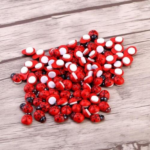 100pcs/bag Manual Mini Wooden Ladybug Sponge Self-adhesive Stickers Micro Landscape Decor Mini Fridge Magnets for Scrapbooking