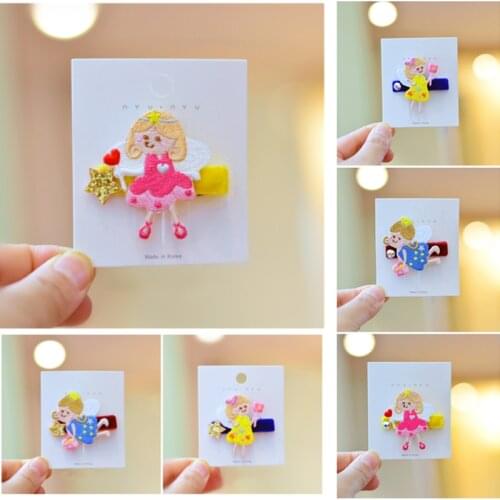 12pcs/lot Fresh Velvet Hairpins Kids Embroidery Cartoon Flower Girl Hair Clips for Princess Barrettes Children Hair Accessories