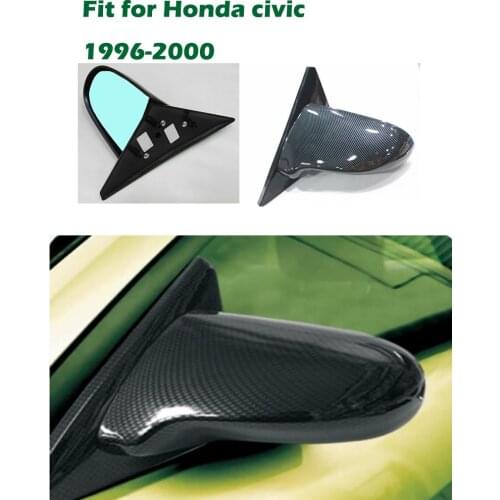 2Pcs Fit For HONDA CIVIC 1996-2000 EG Ek Spoon Side Mirror Carbon fiber/Bright black Waterproof 4 Door Mod DIY Wira Satria Set