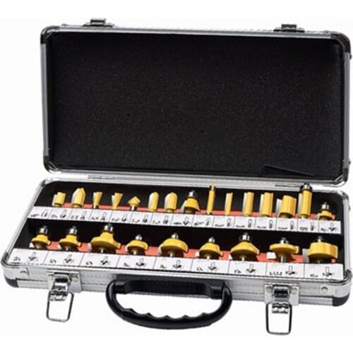 24pcs 1/4" Shank 6.35mm Straight Router Bit Set Tungsten Carbide Wood Cutter Trimming Knife Forming Milling Box Case DIY MC01038