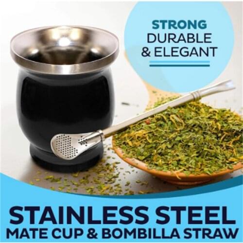 8 Oz Yerba Mate Natural Gourd/Tea Cup Yerba Mate Straw Cleaning Brush Stainless Steel Double-Walled Heat Insulation Easy Clean