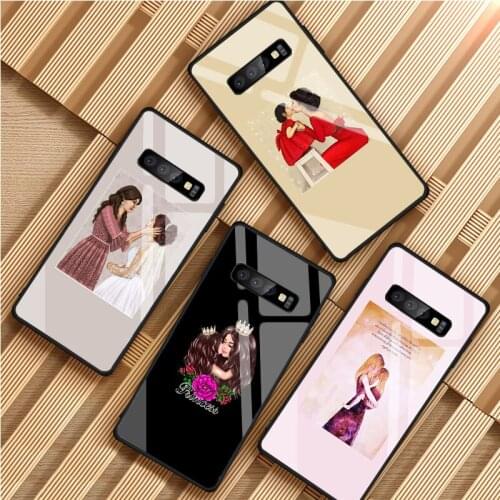 Mom daughter Tempered Glass Phone Case For Samsung Galaxy S8 S9 S10 S20 PLUS J8 J6 J4 2018 NOTE 8 9 10