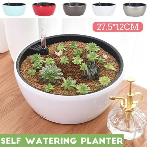 Automatic Suction Flowerpot Simple Round Fleshy Plants Imitations Ceramic Balcony Large Diameter Plastic Lazy Pots