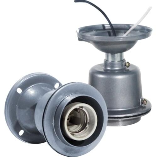 E27 E40 Waterproof Ceiling Amount Porcelain Heat Resistant Light Socket Aluminum Die-casting Flat Highbay Mining Lamp Cap Holder