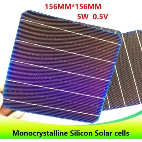 20 PCS 5BB high efficient 0.5v 5w 156*156MM Photovoltaic monocrystalline Silicon solar Grade A 100W for home solar cell DIY use