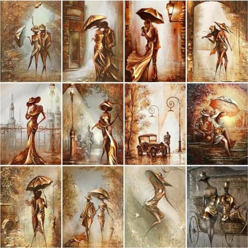 HUACAN Paint By Number Couples Portrait DIY Paint By Numbers Umbrella On Canvas For Adults Home Decoration DIY Frame Painting