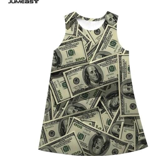 Jumeast Brand Women 3D Printed Dresses Hip Hop Money Dollar Banknote Summer Sleeveless Dress Suspender Nightdress
