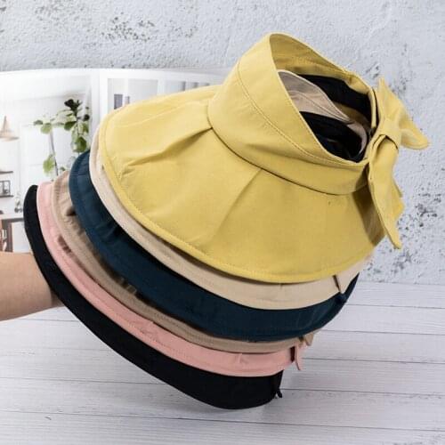 Korean Version of The Sun Hat Female Face Pleated Large Brim Can Tie A Ponytail Hat Summer Sunshade Empty Top Sun Fisherman Hat