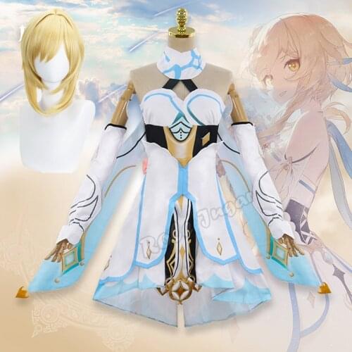 Genshin Impact Lumine Cosplay Costume Game Genshin Impact Traveler Lumine Ying Outfit Women Hotaru Dress Party Full Set Clothing