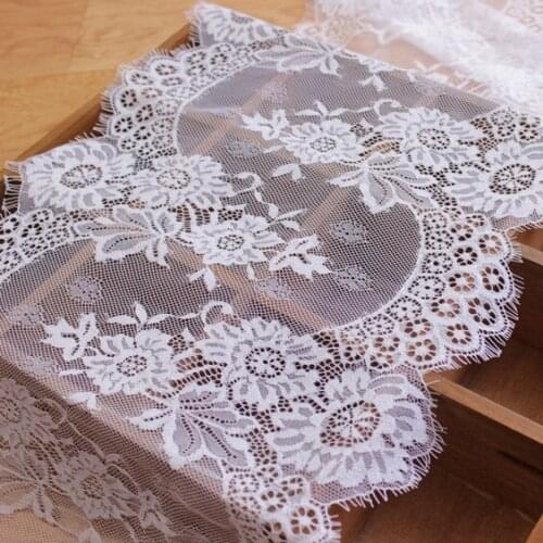 Eyelash lace flower shape white and black skirt lace fabric DIY accessories 3meters long 32CM wide lace